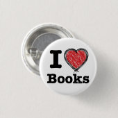 I Herz-Bücher! I Liebe-Bücher! (Linien gekritzelt) Button (Vorne & Hinten)