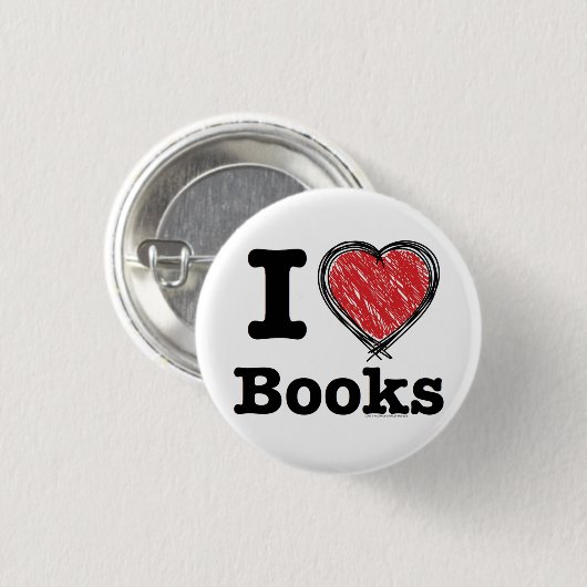 I Herz-Bücher! I Liebe-Bücher! (Linien gekritzelt) Button (Vorne & Hinten)