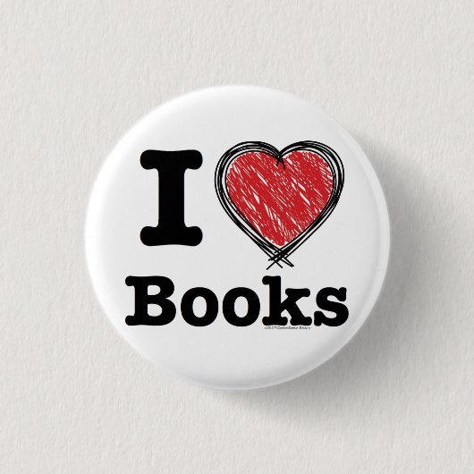 I Herz-Bücher! I Liebe-Bücher! (Linien gekritzelt) Button (Vorderseite)