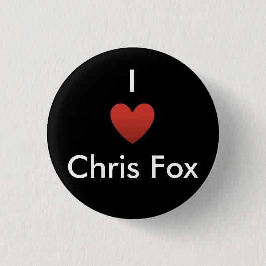 I Herz-Chrisfox-Knopf [Schwarzes] Button (Vorderseite)