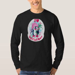 I Herz Christmas Penguin Liebe Candy Cane Pajama T T-Shirt