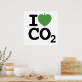 I Herz CO2 - I Blatt Kohlendioxid Poster (Küche)