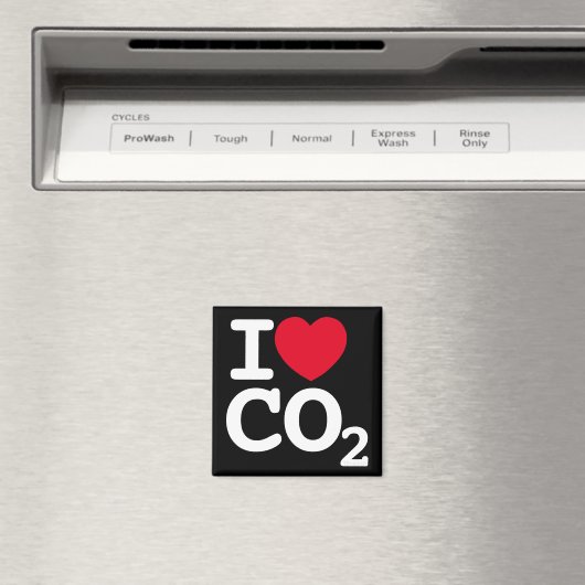 I Herz CO2 - I Liebe Kohlendioxid schwarzer Kühlsc Magnet (In Situ (Geschirrspüler))