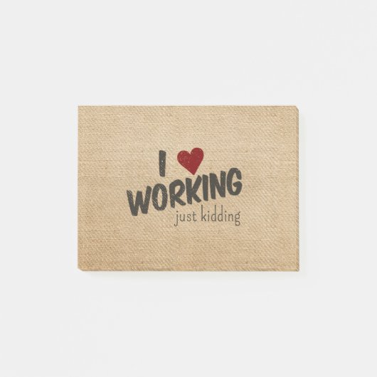 I Herz, das lustige arbeitet Leinwand gerade, Post-it Klebezettel (Vorderseite)