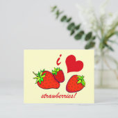 I Herz Erdbeeren Postkarte (Stehend Vorderseite)