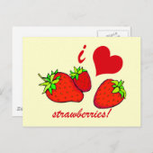 I Herz Erdbeeren Postkarte (Vorne/Hinten)
