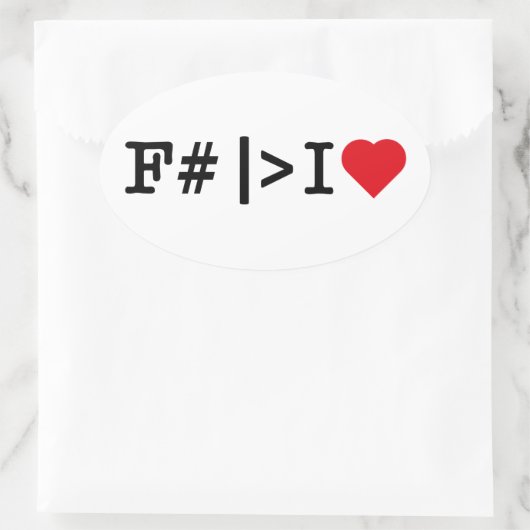 I Herz F# ovale Aufkleber (Tasche)
