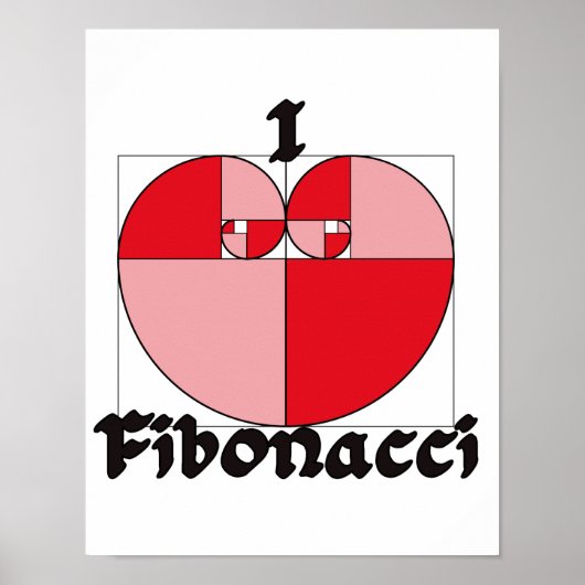 I Herz Fibonacci Poster (Vorne)