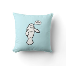 I Herz Florida Manatee Pillow - Sea Blue