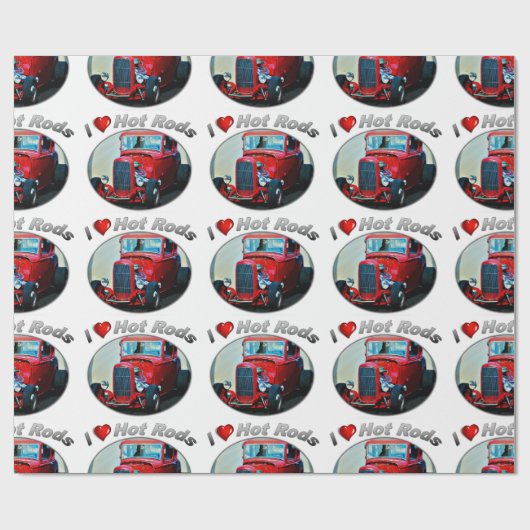 I Herz-frisierte Autos - Mattverpackungs-Papier, Geschenkpapier (Flach)