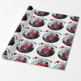 I Herz-frisierte Autos - Mattverpackungs-Papier, Geschenkpapier