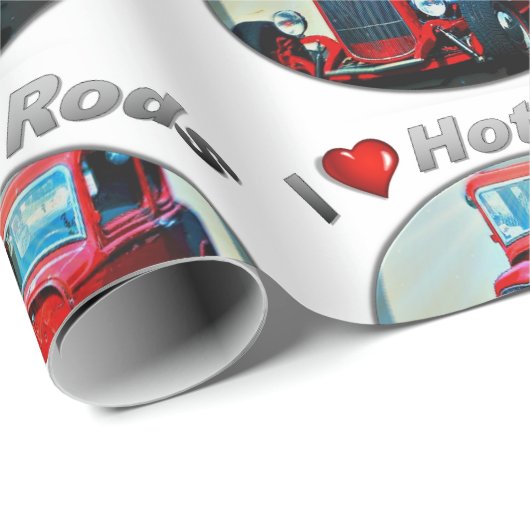 I Herz-frisierte Autos - Mattverpackungs-Papier, Geschenkpapier (Rolleneckpunkt)