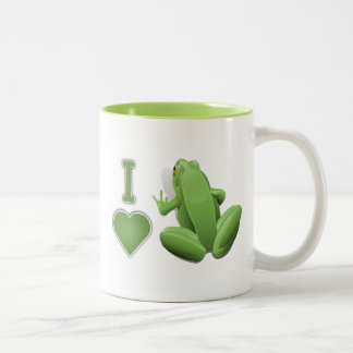 I Herz-Frosch-Tasse Zweifarbige Tasse