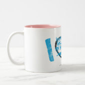 I Herz-Graffiti-Aqua Zweifarbige Tasse (Links)