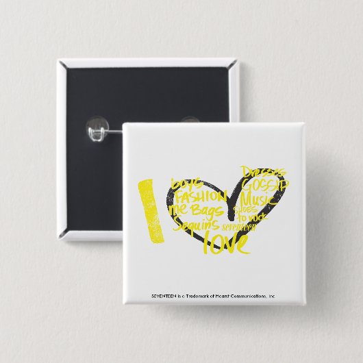 I Herz-Graffiti-Gelb Button (Vorne & Hinten)