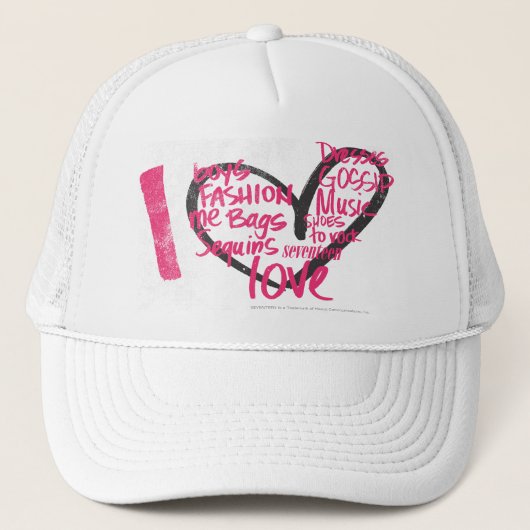 I Herz-Graffiti-Magenta Truckerkappe (Vorderseite)