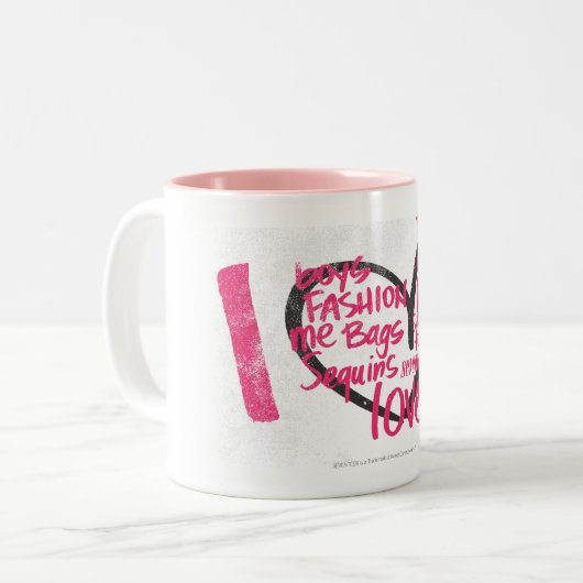 I Herz-Graffiti-Magenta Zweifarbige Tasse (Vorderseite Links)