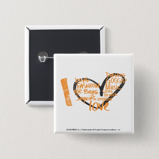 I Herz-Graffiti-Orange Button (Vorne & Hinten)