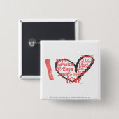 I Herz-Graffiti-Rosa Button (Vorne & Hinten)