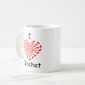 I Herz-Häkelarbeit - Kaffeetasse (Vorderseite Links)