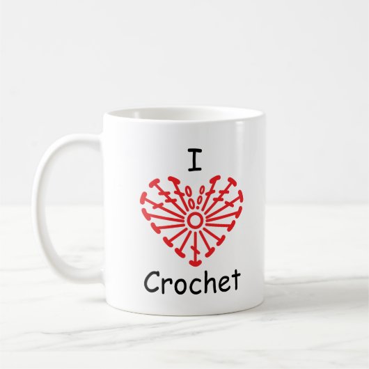 I Herz-Häkelarbeit - Kaffeetasse (Links)