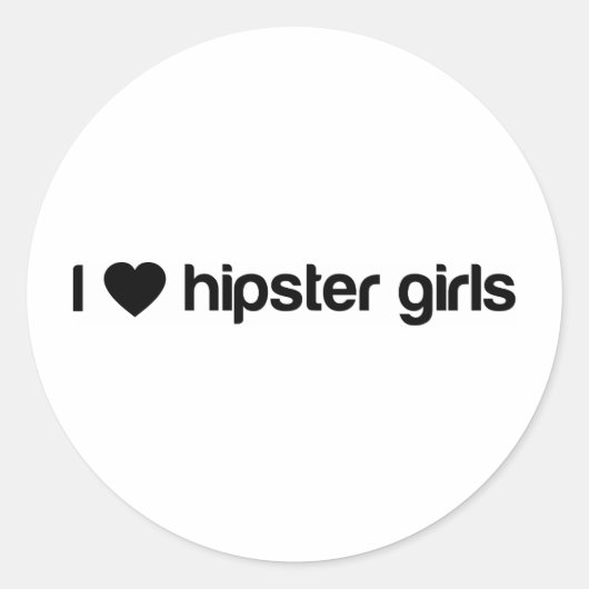 I (Herz-Hipster-Mädchen) Runder Aufkleber (Vorderseite)