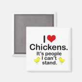 I (Herz) Hühner Magnet (Vorderseite/Rückseite)