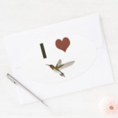 I Herz Hummingvögel Ovaler Aufkleber (Umschlag)