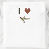 I Herz Hummingvögel Ovaler Aufkleber (Tasche)