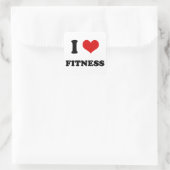 I Herz I Liebe Fitness Quadratischer Aufkleber (Tasche)