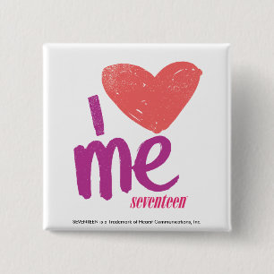 I Herz ich rosa/lila Button