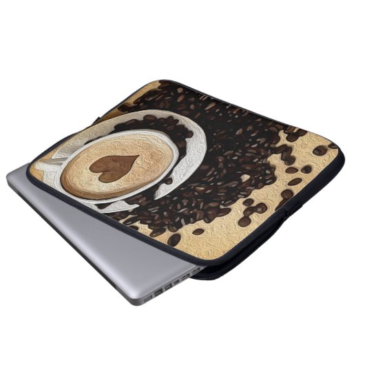 I Herz-Kaffee Laptopschutzhülle (Vorne Knopf)