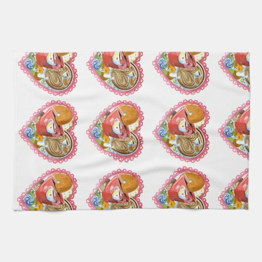 I Herz-Kaffee und Schaumgummiring-Tuch Geschirrtuch (Horizontal)