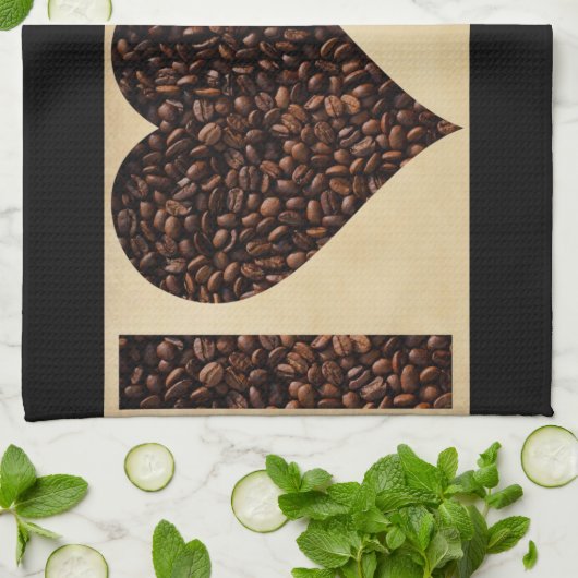 I "Herz" Kaffeeküche Handtuch (Gefaltet)