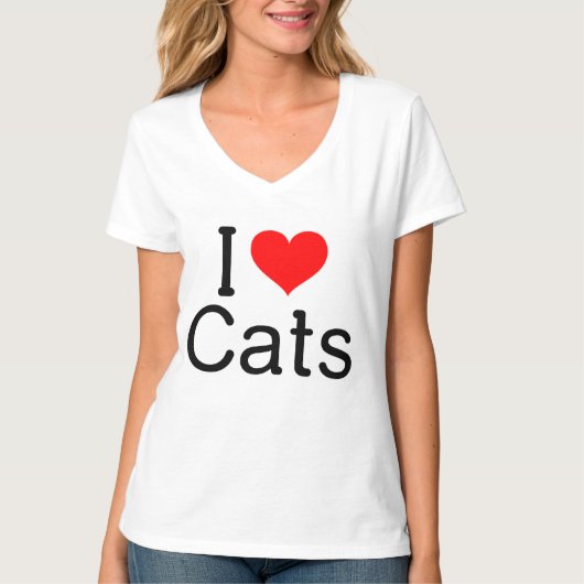 I (Herz) Katzen T-Shirt (Vorderseite)