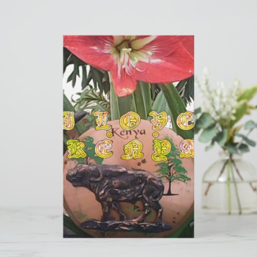 I (Herz) Kenya Buffalo Patch/Print Briefpapier (Stehend Vorderseite)