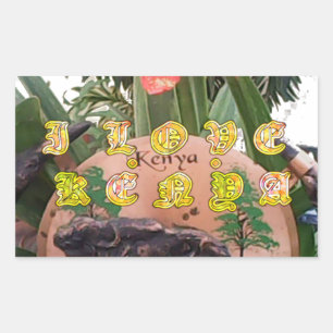 I (Herz) Kenya Buffalo Patch/Print Rechteckiger Aufkleber