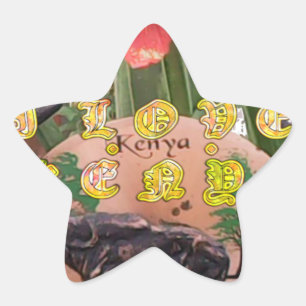 I (Herz) Kenya Buffalo Patch/Print Stern-Aufkleber