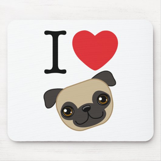 I Herz-Kitz-Möpse Mousepad (Vorne)