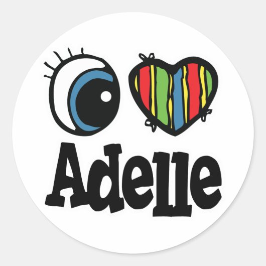 I Herz (Liebe) Adelle Runder Aufkleber (Vorderseite)