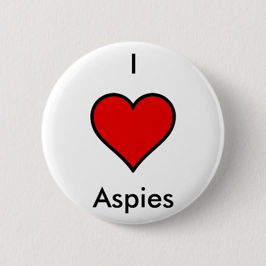 I Herz (Liebe) Aspies Button (Vorderseite)