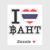 I Herz (Liebe) Baht Aufkleber (Blatt)