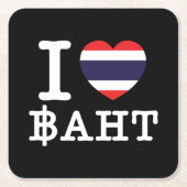 I Herz (Liebe) Baht Rechteckiger Pappuntersetzer (Vorderseite)