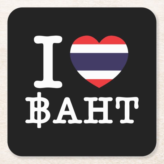 I Herz (Liebe) Baht Rechteckiger Pappuntersetzer (Vorderseite)