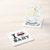 I Herz (Liebe) Baht Rechteckiger Pappuntersetzer (Vor Ort)