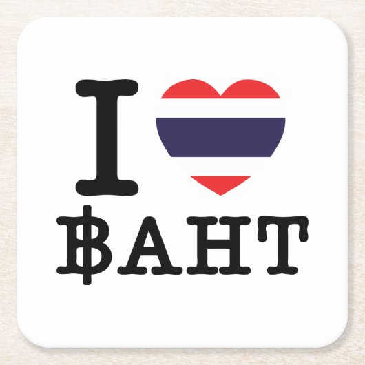 I Herz (Liebe) Baht Rechteckiger Pappuntersetzer (Vorderseite)