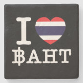I Herz (Liebe) Baht Steinuntersetzer (Vorderseite)