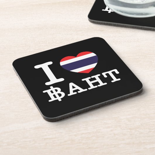 I Herz (Liebe) Baht Untersetzer (Linke Seite)