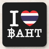 I Herz (Liebe) Baht Untersetzer (Vorderseite)