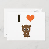 I Herz (Liebe) Biber Postkarte (Vorne/Hinten)